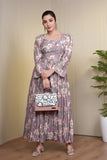 MAUVE MELODY – Mauve Muslin Base with Soft Pink Floral Print Maxi