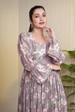 MAUVE MELODY – Mauve Muslin Base with Soft Pink Floral Print Maxi