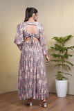 MAUVE MELODY – Mauve Muslin Base with Soft Pink Floral Print Maxi